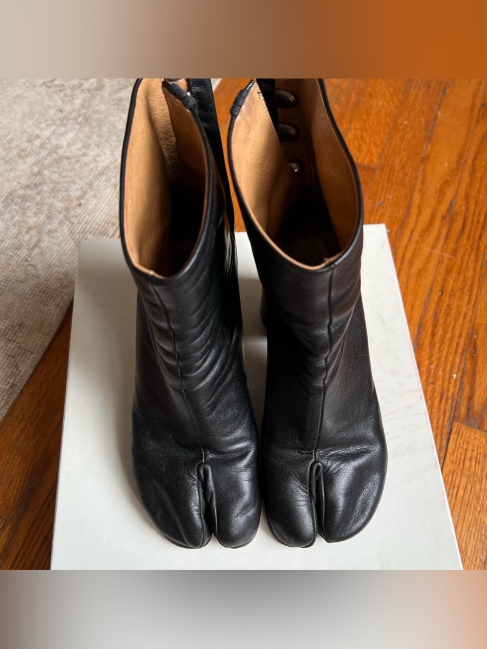 Maison Martin Margiela Black Leather Tabi Ankle Boots